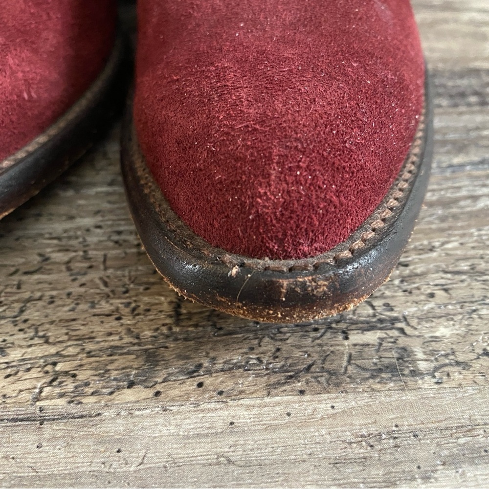 Tecovas Paige Burgundy Suede Booties - Rare Pull-On Edition - Size 5.5B - Picture 12 of 16